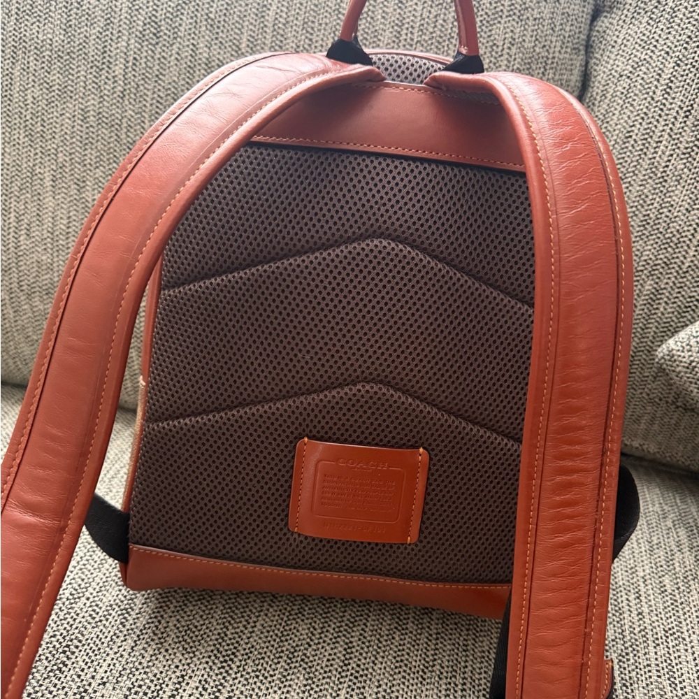 Coach Rexy Medium Backpack with Green Dino Print and Rust Leather - Picture 7 of 10